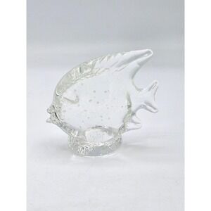 Vintage Hand Blown Art Glass Fish 2.5" Paperweight - Controlled Bubble